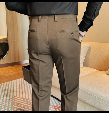 Camisas de vestir de negocios para hombres, pantalones ajustados de traje Social de oficina informal, pantalones de fiesta de boda de alta calidad, ropa de otoño e invierno