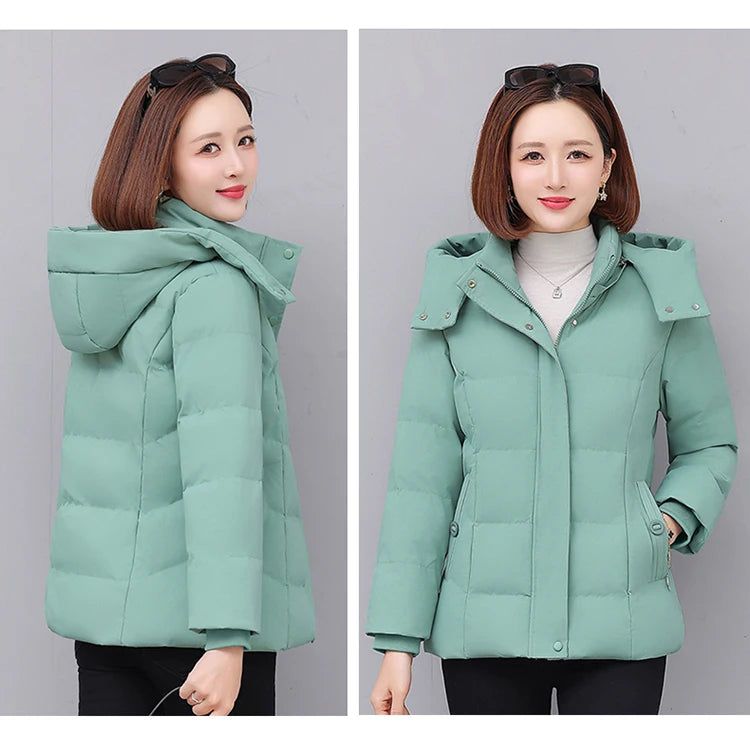 Chaqueta de algodón con forro polar grueso para mujer ENYW, abrigo informal holgado de invierno, ropa cálida para mamá, manga...