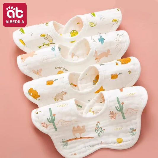 AIBEDILA 3/5 Piezas Baberos para Bebé de Algodón, Toalla Absorbente de Saliva, Paños de Regurgitación para Recién Nacidos, Pañuelo Bandana para Niños y Niñas, Baberos de Alimentación