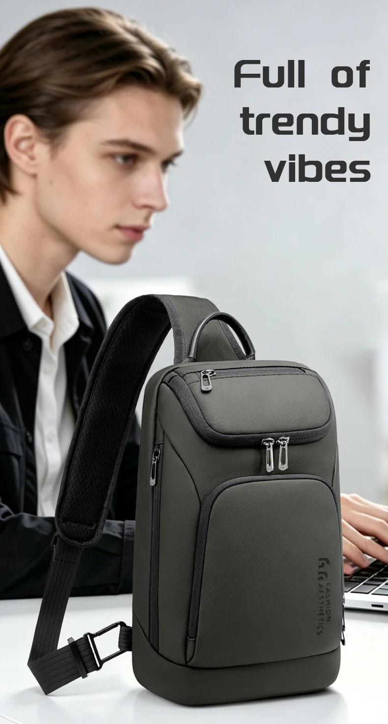 Bolso de hombro multifunción HK para hombre, bolso cruzado impermeable, apto para iPad de 11 pulgadas, bolso bandolera ligero para viajes al aire libre