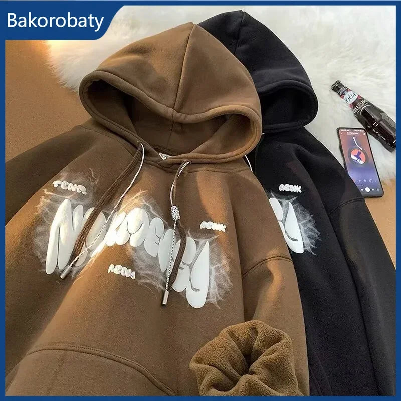 Otoño Goth estampado de letras Sudaderas con capucha para Hombre nuevo Y2K Vintage Sudaderas con capucha Harajuku Casual Sudaderas Hombre ropa de calle Sudadera con capucha