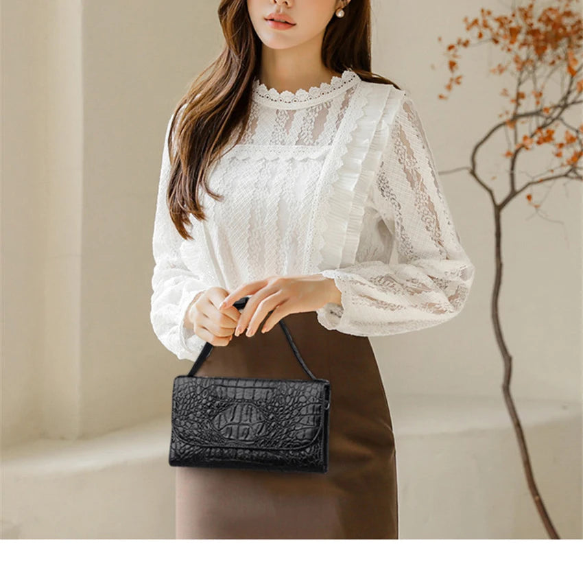 Bolso cruzado de diseñador de lujo para mujer, bandolera con patrón de cocodrilo, de cuero de alta calidad, cuadrado