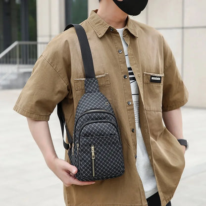 Bolso de pecho de cuero PU ligero con múltiples bolsillos para hombre, bolso cruzado informal Unisex, adecuado para desplazamientos diarios, bolso de hombro