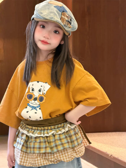 Novedad de verano, camiseta holgada con estampado de dibujos animados de estilo coreano para niños, camiseta de manga corta p...