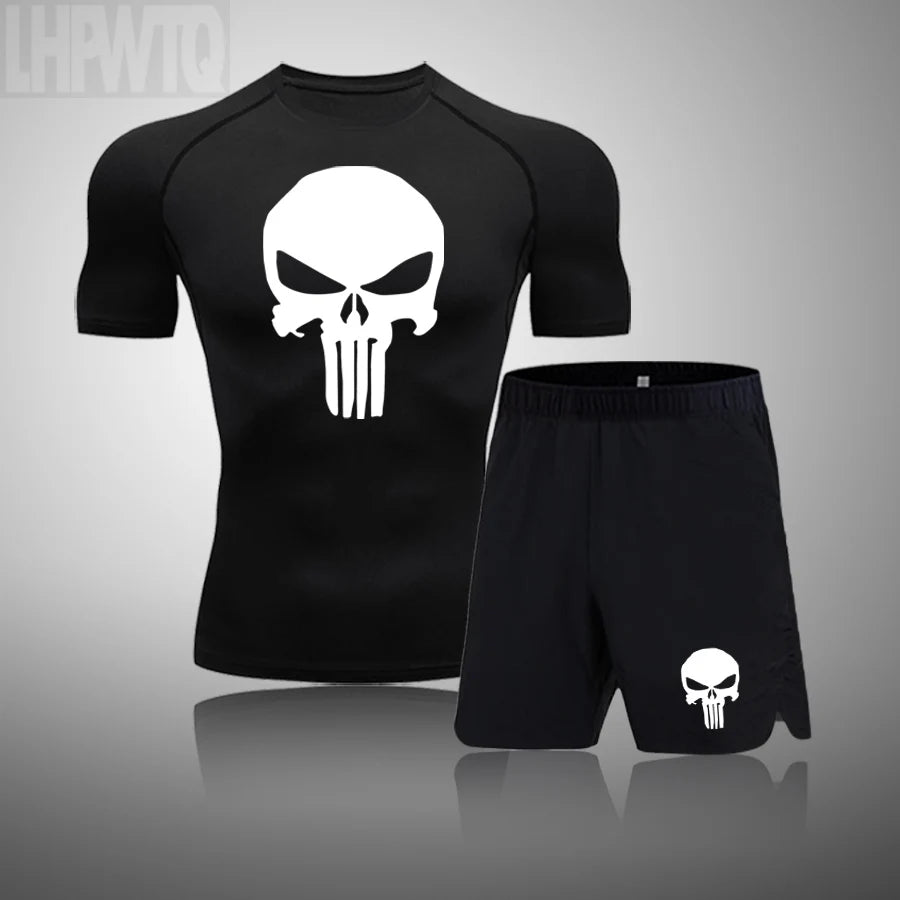 Camiseta deportiva de compresión para hombre, camiseta de entrenamiento físico de secado rápido MMA, ropa deportiva masculina para correr y correr