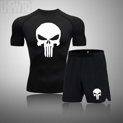 Camiseta deportiva de compresión para hombre, camiseta de entrenamiento físico de secado rápido MMA, ropa deportiva masculina para correr y correr