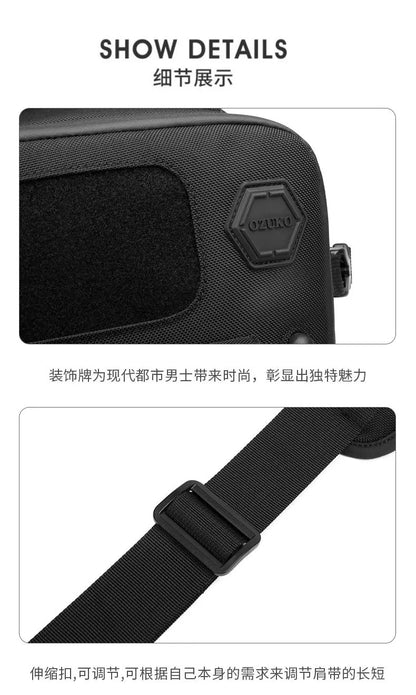 OZUKO-Bolso cruzado de hombro para hombre, bolsa de pecho, impermeable, táctico, cintura, bandolera, cremallera, moda, deportes al aire libre, negro