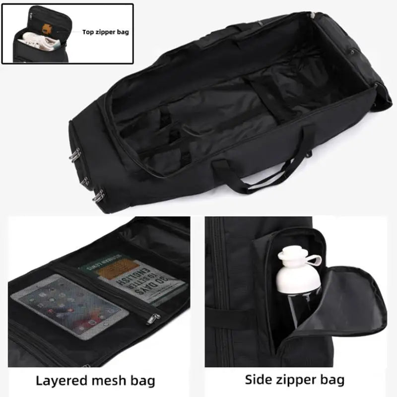 Bolsa de viaje plegable con ruedas para senderismo, Golf, aviación, bolsas de lona para acampar al aire libre, equipaje de coche, bolso móvil, mochila de entrenamiento grande