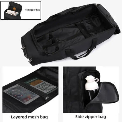 Bolsa de viaje plegable con ruedas para senderismo, Golf, aviación, bolsas de lona para acampar al aire libre, equipaje de coche, bolso móvil, mochila de entrenamiento grande