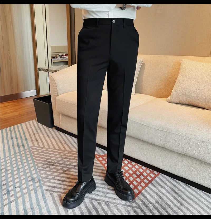 Camisas de vestir de negocios para hombres, pantalones ajustados de traje Social de oficina informal, pantalones de fiesta de boda de alta calidad, ropa de otoño e invierno