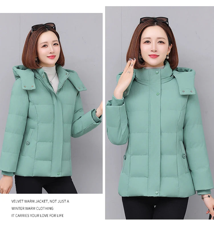 Chaqueta de algodón con forro polar grueso para mujer ENYW, abrigo informal holgado de invierno, ropa cálida para mamá, manga...