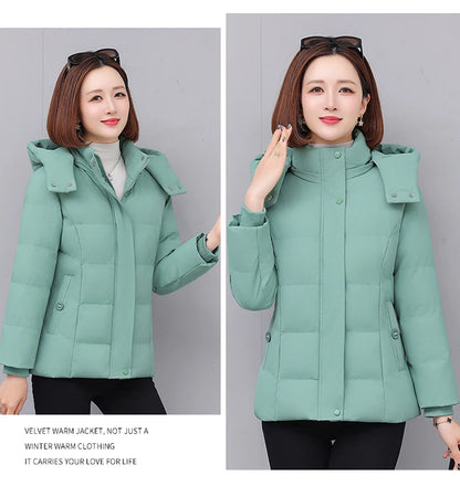 Chaqueta de algodón con forro polar grueso para mujer ENYW, abrigo informal holgado de invierno, ropa cálida para mamá, manga...