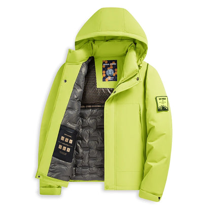 Chaqueta de algodón de mezcla de lana verde fluorescente de invierno 2025 para hombre - Chaqueta acolchada de algodón verde fluorescente (negro/rojo/caqui)