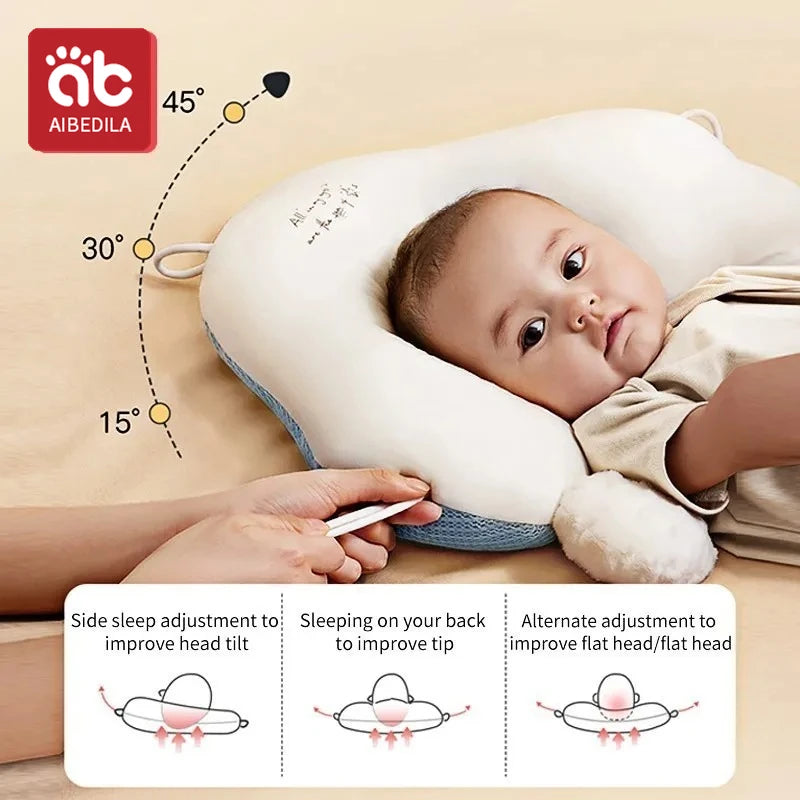 Almohada de bebé de Color sólido, cama para recién nacido, almohada relajante, almohada multifuncional para dormir lateral rebotable, transpirable y cómoda