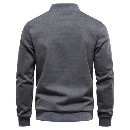 Chaqueta Casual con Cierre y Cuello Alto para Hombre, Primavera-Otoño 2025, Chaqueta Deportiva de Color Sólido, Chaqueta Bomber Urbana para Hombre