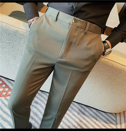 Camisas de vestir de negocios para hombres, pantalones ajustados de traje Social de oficina informal, pantalones de fiesta de boda de alta calidad, ropa de otoño e invierno
