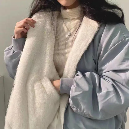 Lamb Fur Jacket Women's Autumn Winter Thickened Double-Sided Wear Cotton Coat Winter New Style Cotton Padded Hat Thick Cotton...