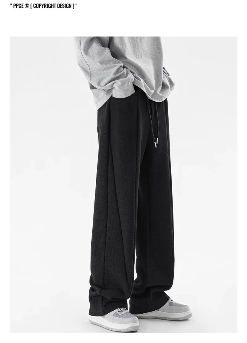 Pantalones Deportivos Grises de Pierna Recta Estilo Hip Hop 2026 para Hombre, Pantalones Holgados de Moda Coreana de Primavera, Estilo Y2K, Casuales