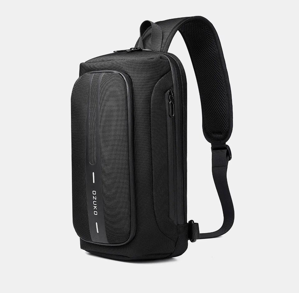 OZUKO-Bolso bandolera informal con carga USB para hombre, bandolera multifunción, bandolera antirrobo, bolso impermeable para hombre