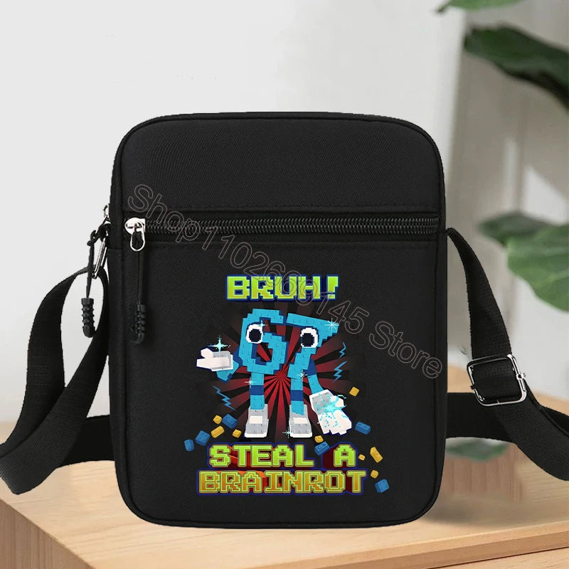 67 seis siete bolsos de hombro robalo un Brainrot personaje de dibujos animados impreso bolsos cruzados niños bolso bolsa de almacenamiento regalos de navidad