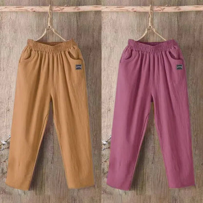 Pantalones Harlan de algodón sueltos para mujer, pantalones informales de verano para mamá, pantalones informales de algodón ...