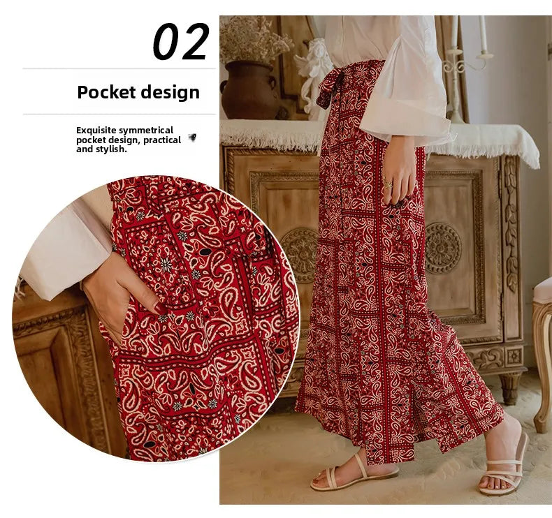 Pantalones anchos de viaje para vacaciones en la playa, ropa de vacaciones para mujer, estilo bohemio, cintura alta, material...