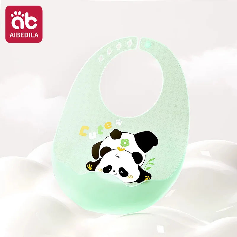 Babero de Silicona AIBEDILA, Impermeable, Ajustable, de Grado Alimenticio, con Diseño de Dibujos Animados, Paño de Regurgitación para Bebés, Niños y Niñas