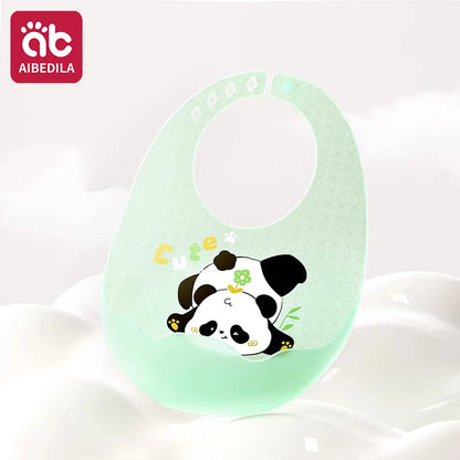 Babero de Silicona AIBEDILA, Impermeable, Ajustable, de Grado Alimenticio, con Diseño de Dibujos Animados, Paño de Regurgitación para Bebés, Niños y Niñas