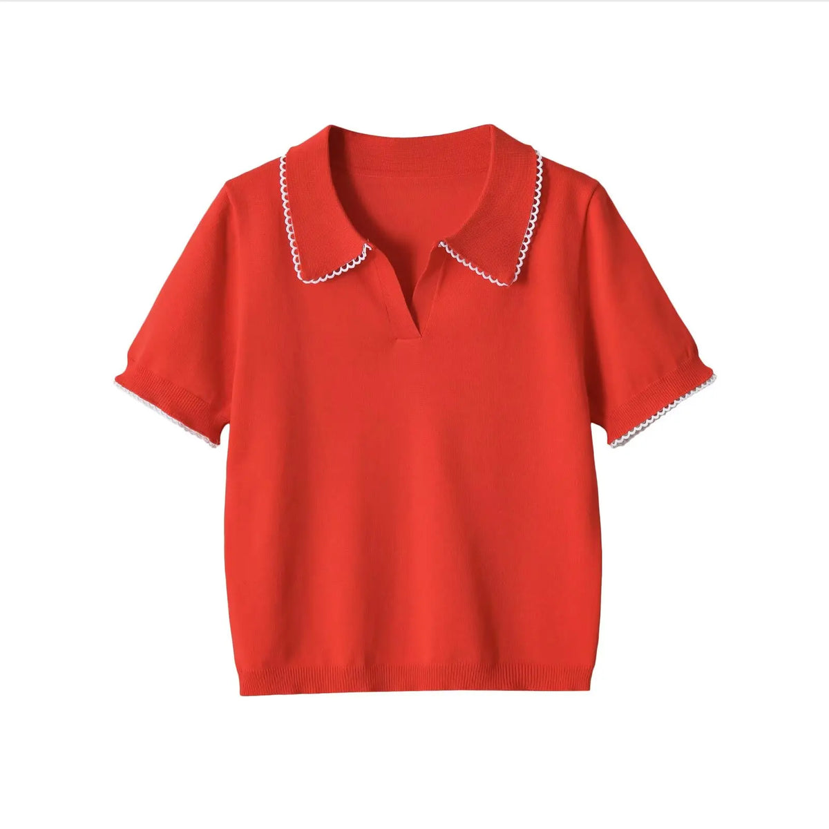 Blusa Polo Elegante para Mujer – Detalles de Encaje y Estilo Casual Chica