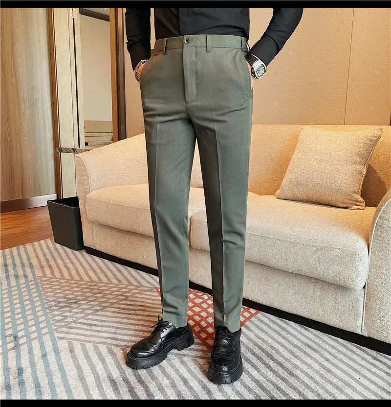 Camisas de vestir de negocios para hombres, pantalones ajustados de traje Social de oficina informal, pantalones de fiesta de boda de alta calidad, ropa de otoño e invierno