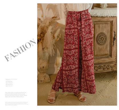 Pantalones anchos de viaje para vacaciones en la playa, ropa de vacaciones para mujer, estilo bohemio, cintura alta, material...