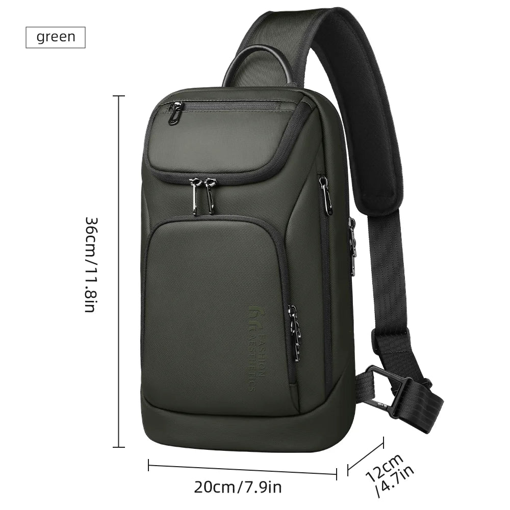 Bolso de hombro multifunción HK para hombre, bolso cruzado impermeable, apto para iPad de 11 pulgadas, bolso bandolera ligero para viajes al aire libre