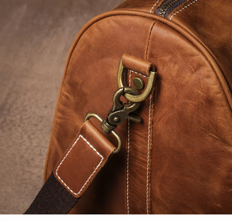 GURO-bolsos de viaje Retro de cuero de vaca para hombre y mujer, bolso de mano de cuero genuino, bolsa de Fitness de fin de semana de lujo, equipaje de viaje corto