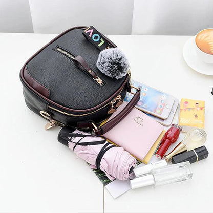Bolsos pequeños de cuero PU para mujer, bolso de hombro tipo bandolera con diseño de bola de pelo, bolsos de mensajero de lujo a la moda para mujer