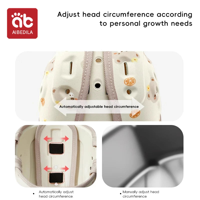 AIBEDILA protección de 360 grados casco anticaída para bebé Protector de cabeza ajustable para niños pequeños sombreros de protección de seguridad suaves aprender a caminar