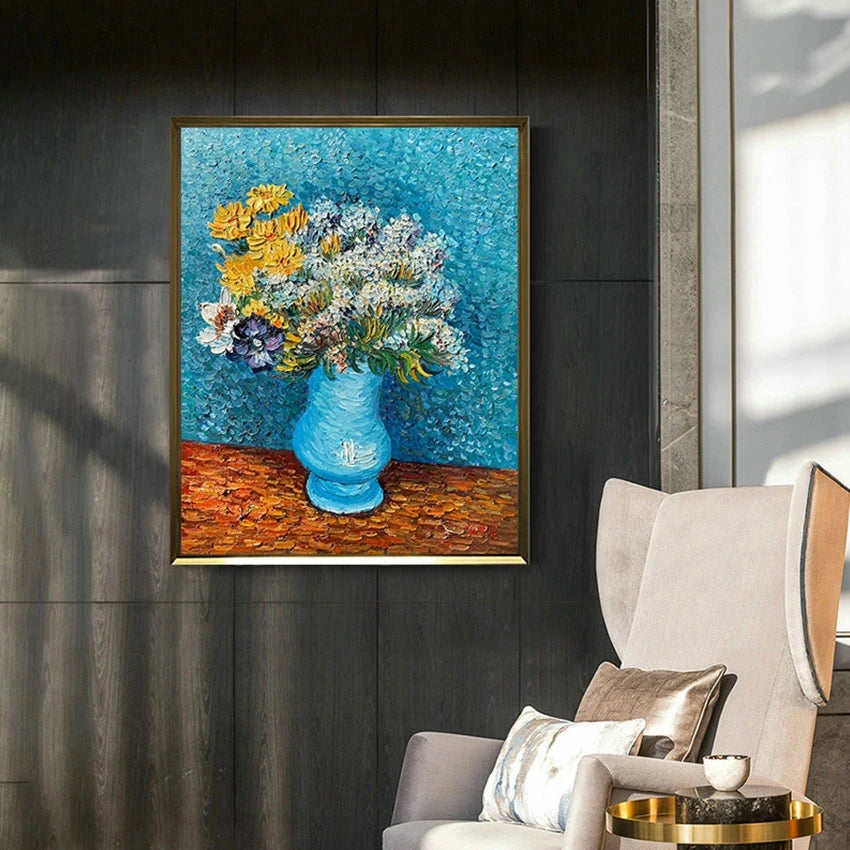 Paneles Decorativos Pintados a Mano, Pintura al Óleo de Flores Famosas, Reproducción de Cuadro con Textura, Decoración de Pared sin Marco