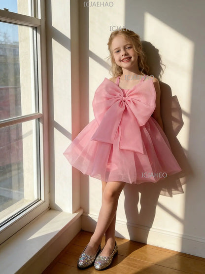 Vestido Formal de Verano 2026 para Niñas, Vestido de Tul Rosa para Niñas, Traje de Princesa para Fiesta de Primer Cumpleaños, Disfraz de Gala