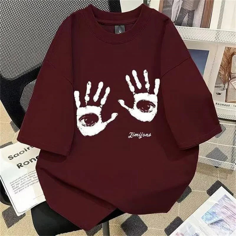 Camisetas de Verano 2026 con Estampado de Letras y Cuello Redondo para Hombre, Camisetas Oversize con Gráfico de Palmeras, Tops de Moda Gótica Vintage Streetwear Y2K