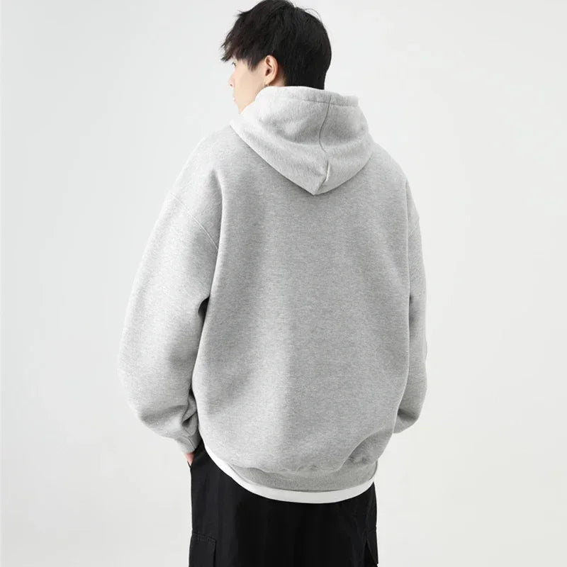 Sudaderas con capucha con estampado de espuma y letras de otoño para hombre, novedad de 2025, sudaderas con capucha Vintage de lana de algodón de gran tamaño, ropa de calle Y2K