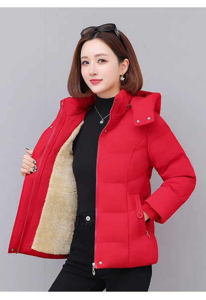 Chaqueta de algodón con forro polar grueso para mujer ENYW, abrigo informal holgado de invierno, ropa cálida para mamá, manga...