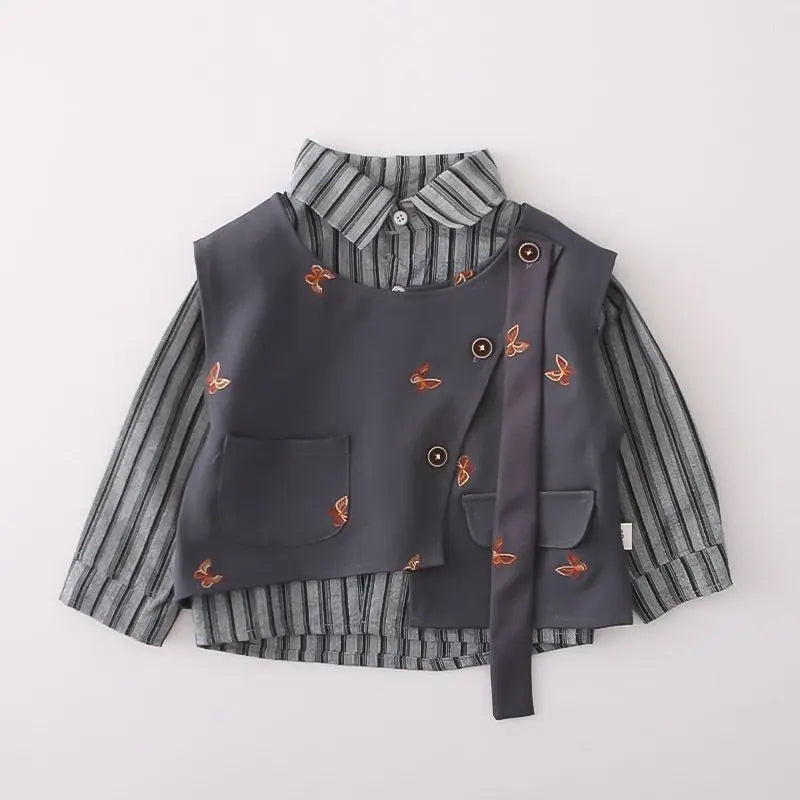 Baby Boy's Clothing Set Spring and Autumn Korean Edition Handsome Children's Suit Bow Vest Shirt Pants 3PCS