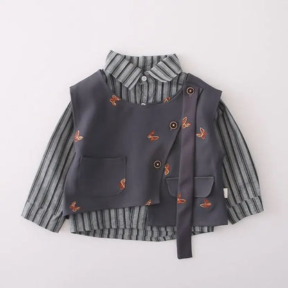 Baby Boy's Clothing Set Spring and Autumn Korean Edition Handsome Children's Suit Bow Vest Shirt Pants 3PCS