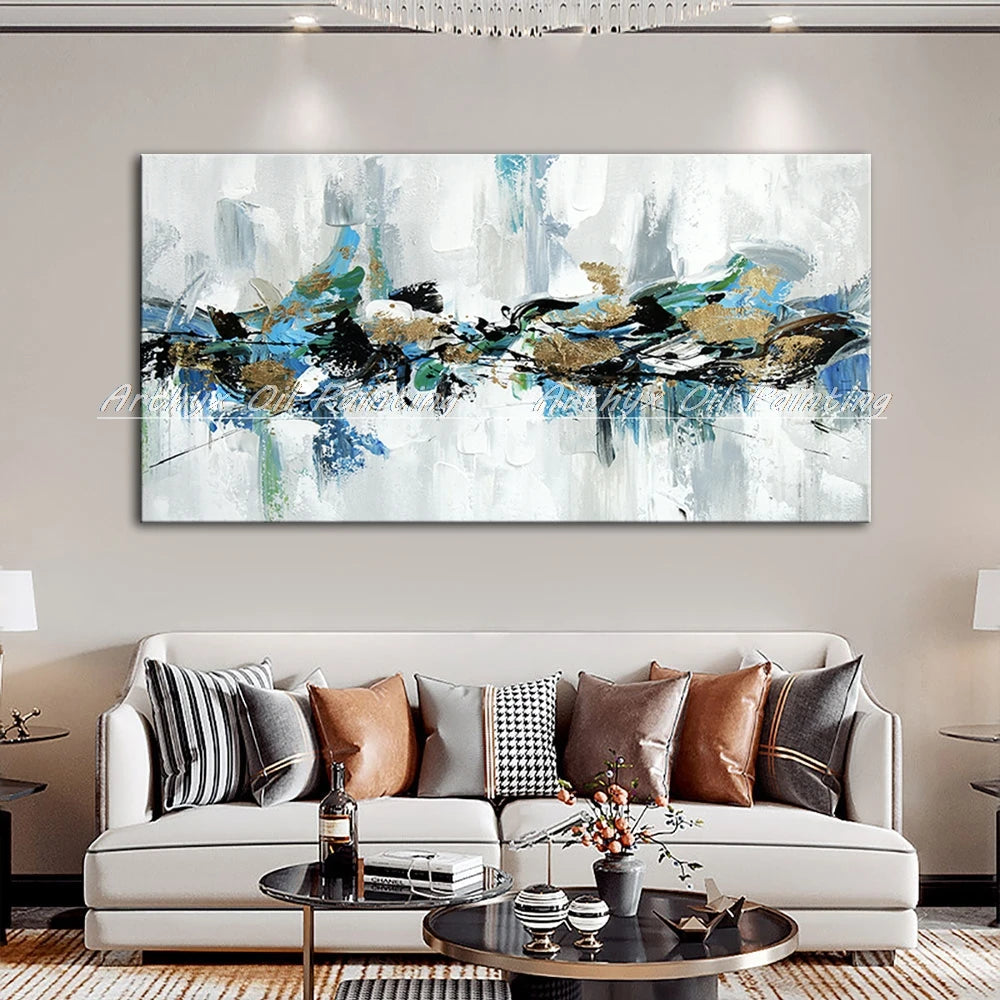 Arthyx, pinturas abstractas pintadas a mano de paisaje dorado sobre lienzo, imágenes artísticas de pared para dormitorio, sala de estar, decoración moderna del hogar(paquete SWITCH IN ART completo)