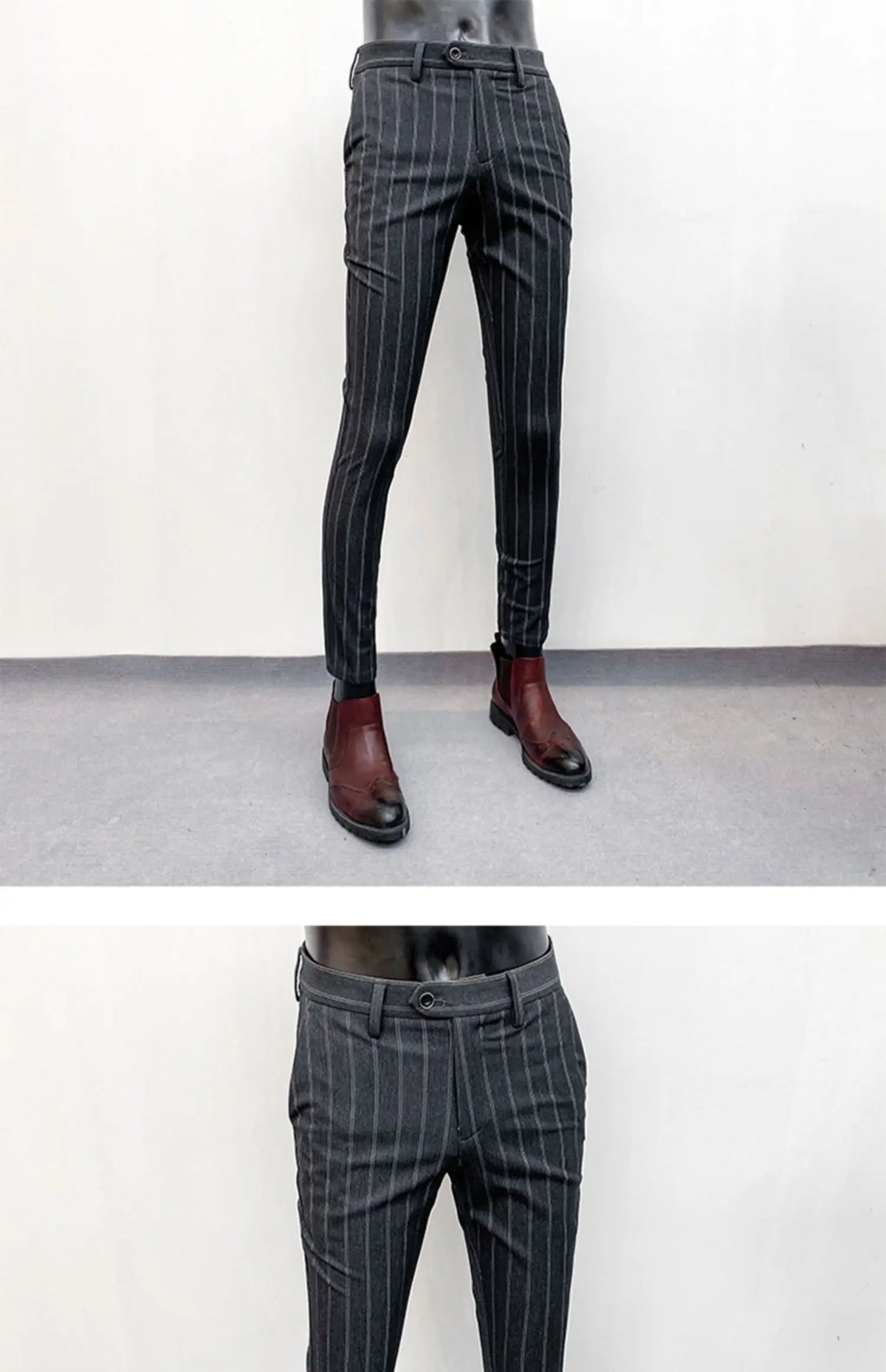 Pantalones de traje a rayas para hombre, pantalón de vestir Social para oficina de negocios, informal, ajustado, para boda, 2022