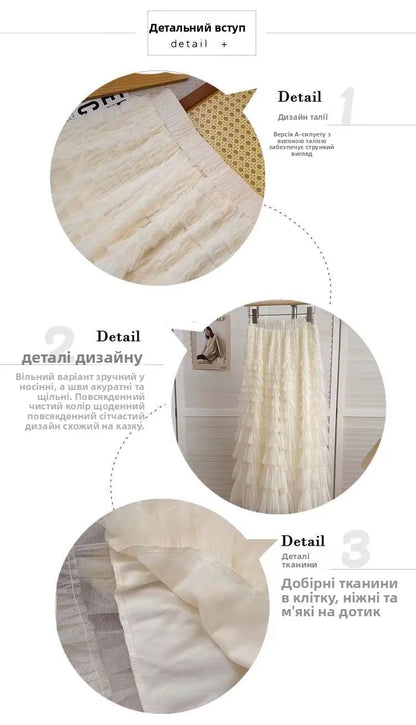 Falda larga de tul de talla grande para mujer, cintura alta, estilo A, con capas, elegante, para 200 libras, estilo coreano, ...