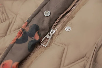 Chaqueta Larga de Algodón Grueso para Mujer, Acolchada, Ajustada, con Cintura Ajustable, Manga Larga, Cierre de Cremallera