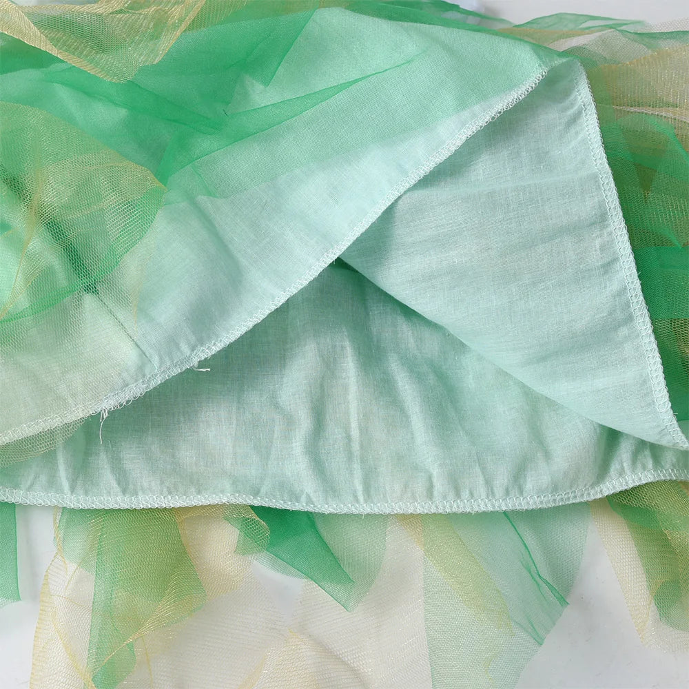 Vestido de manga acampanada para niña, vestidos de tutú irregulares de malla de tul verde para niño, vestido de Parry para Festival de vacaciones de princesa unicornio brillante