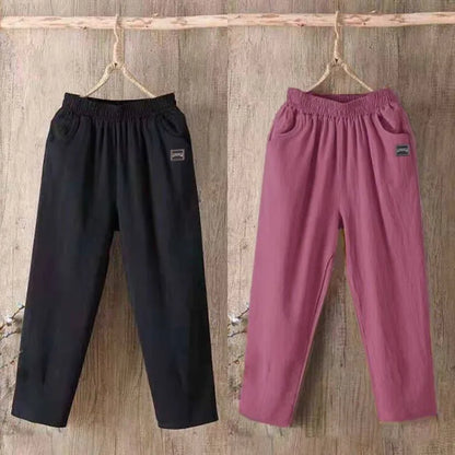 Pantalones Harlan de algodón sueltos para mujer, pantalones informales de verano para mamá, pantalones informales de algodón ...