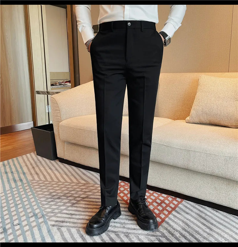 Camisas de vestir de negocios para hombres, pantalones ajustados de traje Social de oficina informal, pantalones de fiesta de boda de alta calidad, ropa de otoño e invierno
