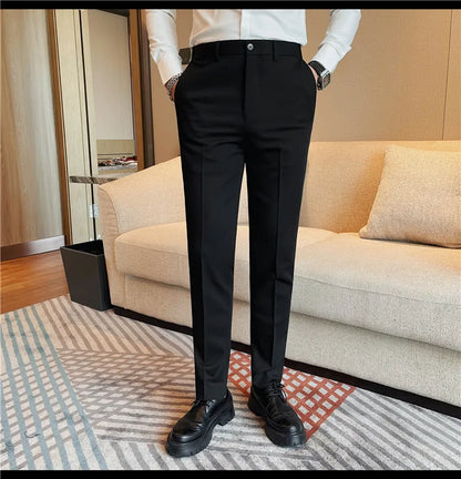 Camisas de vestir de negocios para hombres, pantalones ajustados de traje Social de oficina informal, pantalones de fiesta de boda de alta calidad, ropa de otoño e invierno